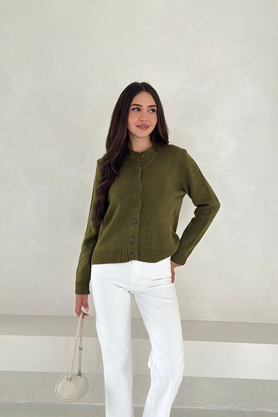 Noi Belis Soft Textured Crew Neck Knitwear Cardigan Aw25Hi0001