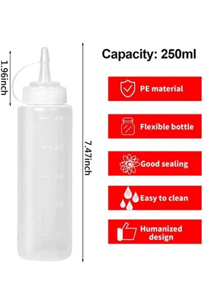 Generic 2pcs 8oz Food Grade Plastic Squeeze Condiment Bottles with Cap for Sauce Bottle Seasoning Dis