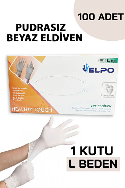 EMORFOHOME Tek Kullanımlık Pudrasız Beyaz L - Xl Beden Eldiven 100’lü Medikal...