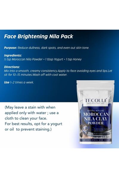 TECOLLI Moroccan Nila Powder 100g & Natural Beauty Facewash Combo Pack -Skin Brightening,Deep Cleansing Care