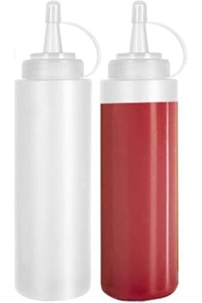 Generic 2 Pcs Squeeze Condiment Bottles with Twist On Cap Lids, 300ML Multipu...
