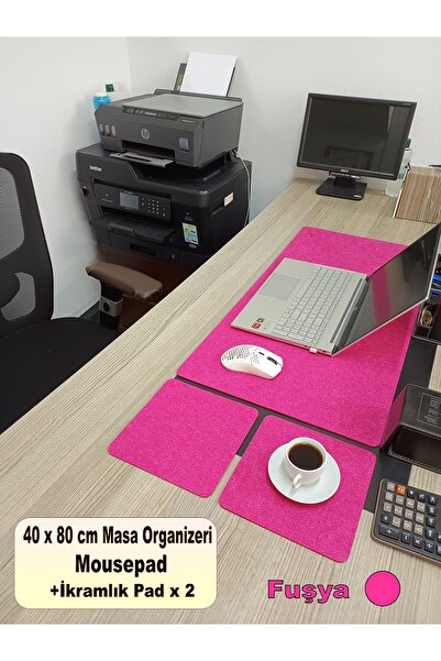 Self Power 40x80 cm Fuşya Keçe çalışma Masası Düzenleyici, Organizer, Mousepad