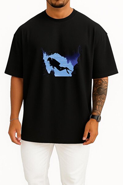 Bahriyeli Collection Oversize Scuba Diving Chest Design Unisex T-Shirt