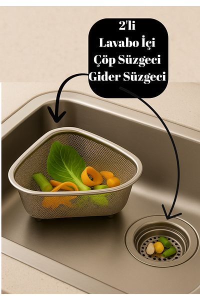 BRE HOME 2-Piece Stainless Steel Sink In-Sink Garbage Strainer & Drain Strainer – Anti-Clogging