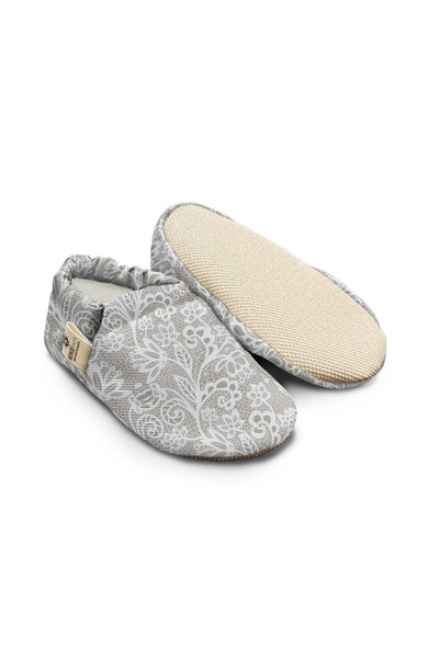 Kokopatik Organic Cotton Baby Booties, Anti-Slip Sole, Home Nursery Shoes, Lace Pattern Booties