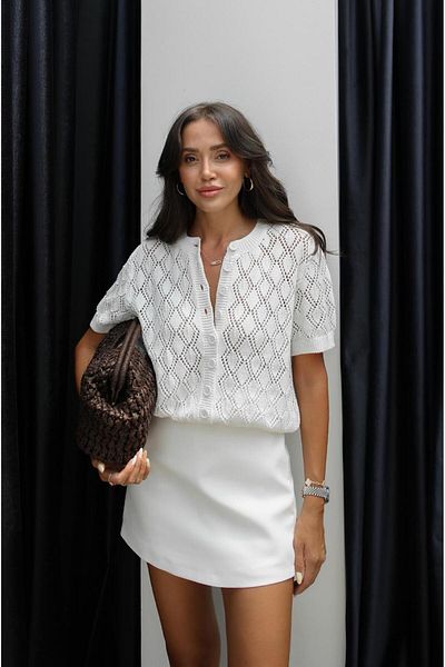 Havoş White Openwork Short Sleeve Cardigan