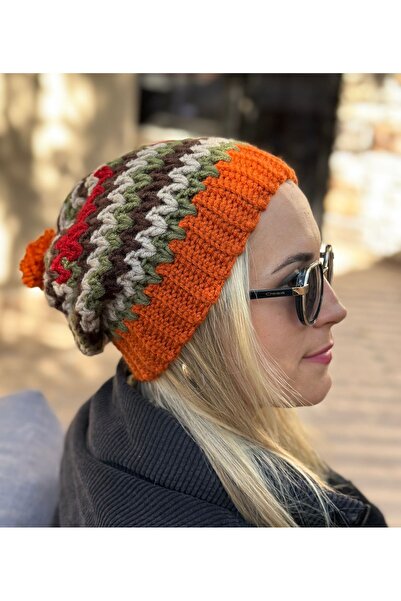 yucin Handmade Patterned Knitted Beanie – Black Sea Style Ethnic Winter Women's Men's Unisex Hat