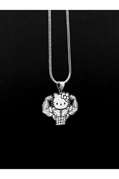 Es Silver Kaslı Hello kitty fitness kolye , kolye ucu 925 ayar gümüş - zincir...