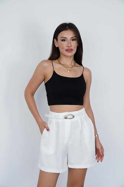 Hazel Women's White Belted Shorts