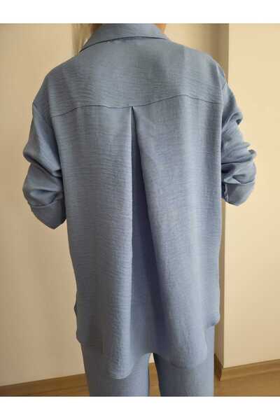 EKAY Oversize Shirt Linen Bottom Top 2 Piece Set (Pants Size 104cm)