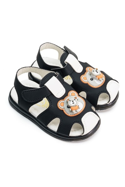 Mixbo Mixbo children's sandals, velcro fastening, soft insole, lights on the heels, with bear toy, black,