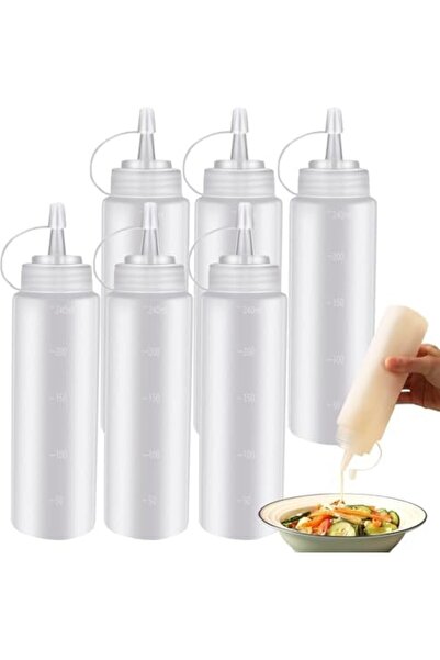 Generic 5pcs 8oz Squeeze Condiment Bottles with Cap Seasoning Dispensers 200ml, Plastic Squeeze Bottles