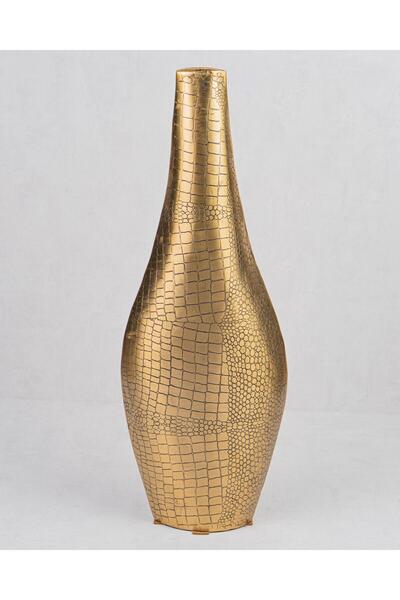 Evdema Metal Krokodil Desenli Büyük Armut Vazo