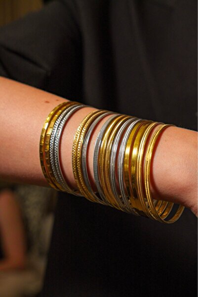 en silver 925 Ayar Gümüş Kibritçöpü Model Ajda Bilezik