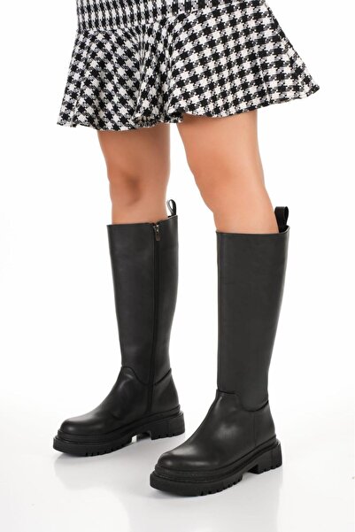 Stayil Shoes Жіночі довгі чоботи з блискавкою нижче коліна, чорні