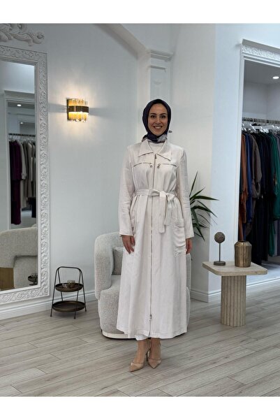 MissWhence Fermuarlı Pardesü Ekru 37515