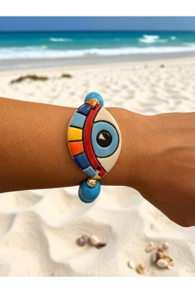 Bo Takı ve Aksesuar Porcelain Plate Bead Bracelets with Natural Stone