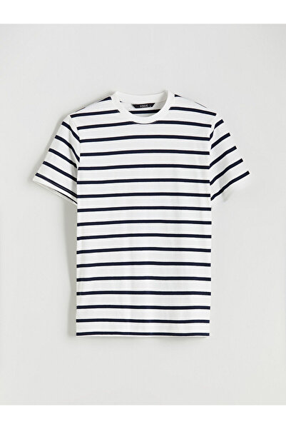 LC Waikiki XSIDE Lacivert Bisiklet Yaka Çizgili Penye Erkek Tişört W53345Z8