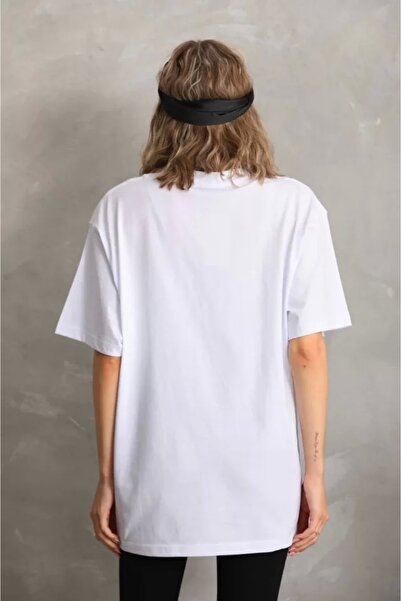 TuliaWear Unisex Stone Patterned Oversize T-Shirt - White
