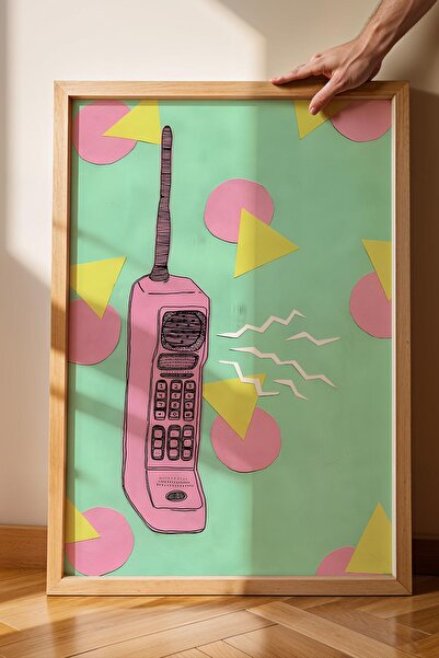 Saturn Brick Phone Çerçeveli Tablo - Pop Art Poster Tablo