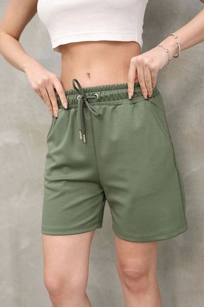 MODA Osy Modal Soft Textured Fabric Women's Short Shorts - Khaki