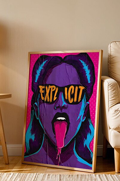 Saturn Woman Revealing Explicit Language Framed Painting - Pop Art Poster Painting
