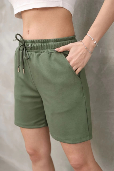 MODA Osy Modal Soft Textured Fabric Women's Short Shorts - Khaki