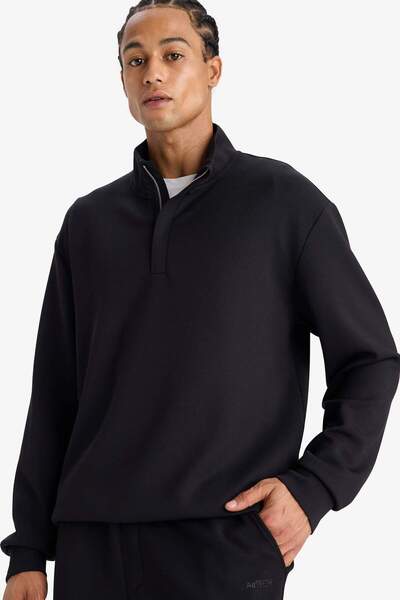 DeFacto Defactofit Standard Fit Stand Collar Modal Sportsman Sweatshirt E9772Ax25Au