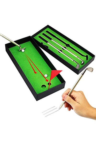erorex Golf Pen Set Mini Desktop Golf Ball Pen 3 Golf Clubs Pens 2 Balls Flag Desktop Games Fun Fidget