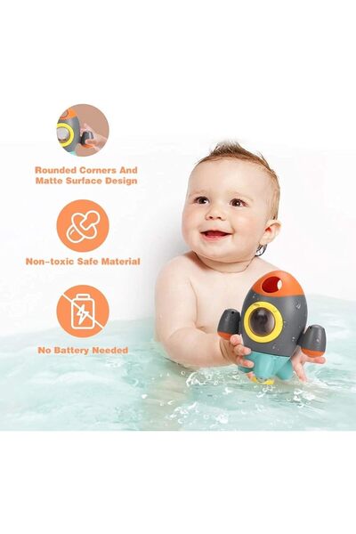 erorex Baby Bath Toys Space Rocket Rotating Spray Water Toy Space Rocket Shape Bathtub Toys Toddlers Girls