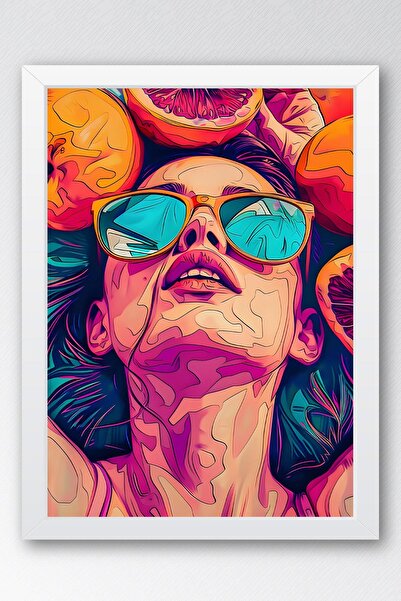 Saturn Woman Reaching Inside Fruits Framed Painting - Pop Art Poster Painting
