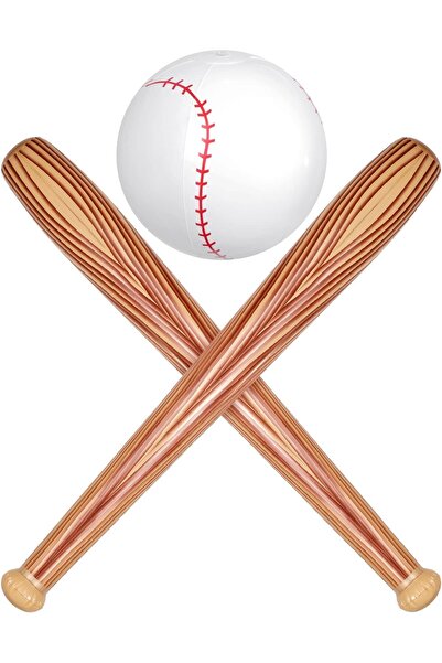 erorex مجموعة من 3 كرات بيسبول قابلة للنفخ، مضرب بيسبول، كرة بيسبول، مضرب بيسبول، 11 بوصة