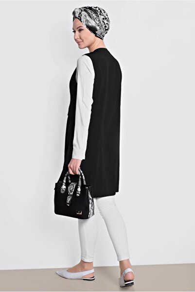 TRENDTESETTÜR Women's Black Patterned Vest t 4244