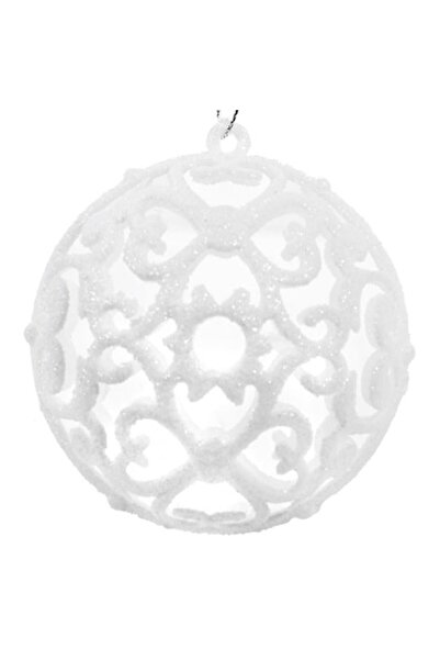 Perfect Product Σετ από 6 μεγάλες λευκές, ανάγλυφες χριστουγεννιάτικες σφαίρε...