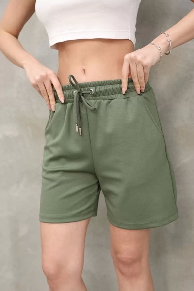 Silerra Osy Modal Soft Textured Fabric Women's Short Shorts - Khaki