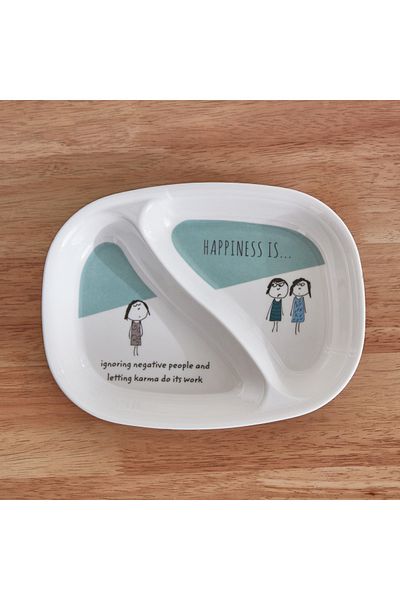Home Box Happiness is 2-Partition Plate - 22 cm