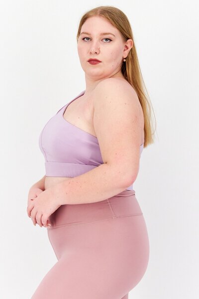 love-other-things Women Asymmetrical Neckline Sleeveless Crop Top, Purple