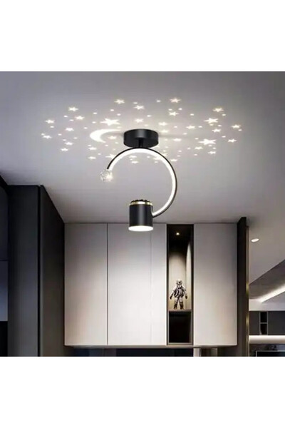 LED CONCEPT Lustra LED cu 3 tipuri de lumina, neagra, asimetrica, 30W, lumina...