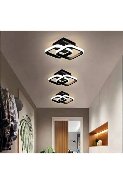 LED CONCEPT Lustra LED cu 3 tipuri de lumina, neagra, patrata, 22W, lumina re...