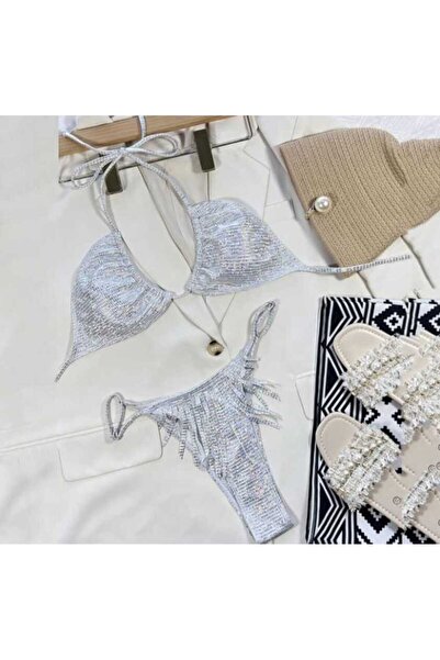 SH gümüş renkli kadın bikini takımı