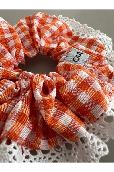 OIA Atelier Lace Big Gingham Yellow Scrunchie Rubber Buckle