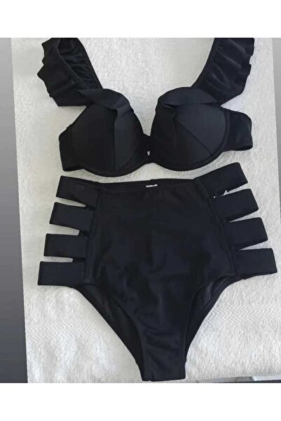 SH yüksek bel siyah bikini takımı