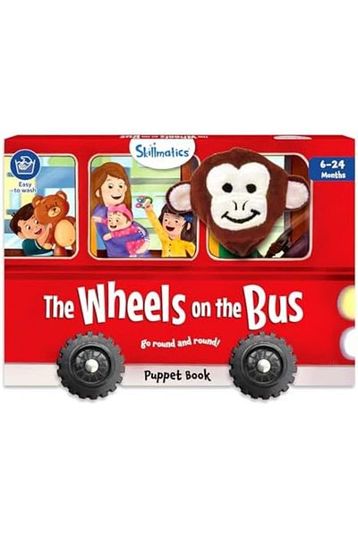 Skillmatics Puppet Book - The Wheels on The Bus, Interactive Finger Puppet for Infants & Toddlers