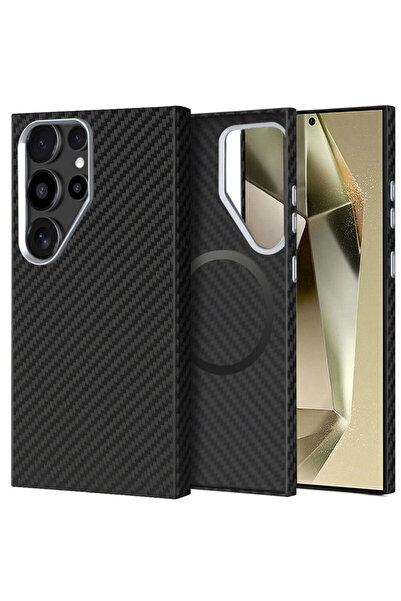 Techsuit Carcasă CarbonHalo MagSafe pentru Samsung Galaxy S24 Ultra, neagră