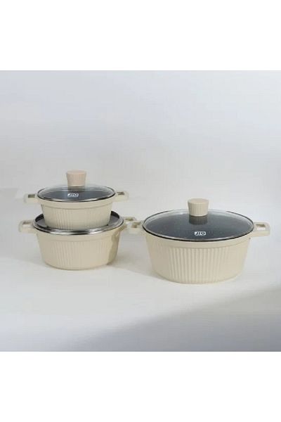 rexa Beige Granite Cookware Set - 6 Pieces