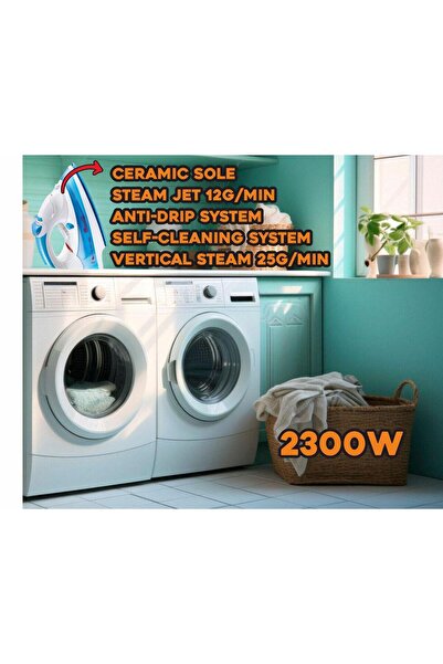 Hausberg Fier de calcat HB-7805BL, 2300W, 165ml, ceramica, jet 12g/min, verticala 25g/min, antipicurare, Alb