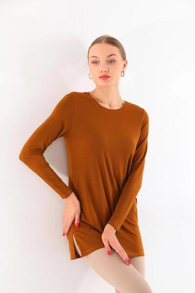 penyebizden Women's Viscose Full Lycra Tunic-Brown