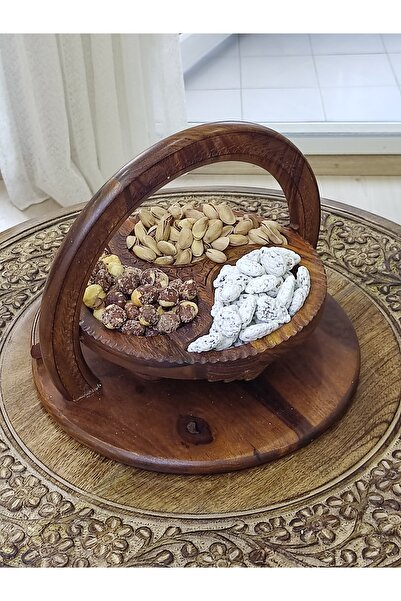 DNC Art&Deco Handmade Wooden Pop-Up Drop Pattern Snack Bowl - Multifunctional Serving Plate (Medium Size)