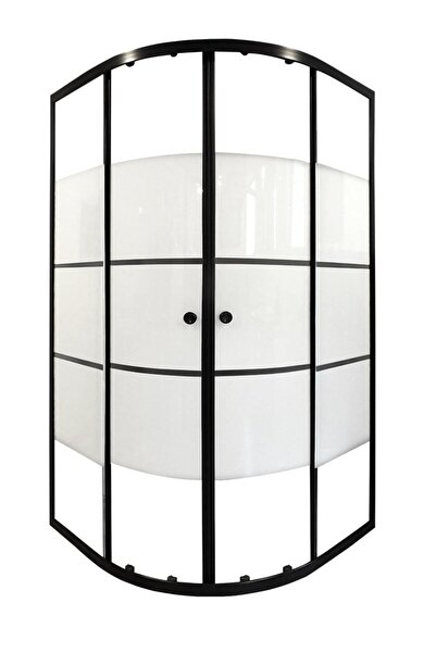 Sanica Palermo 4mm Cam Duşakabin Oval Beyaz Şerit Siyah Profil 185 cm Yükseklik