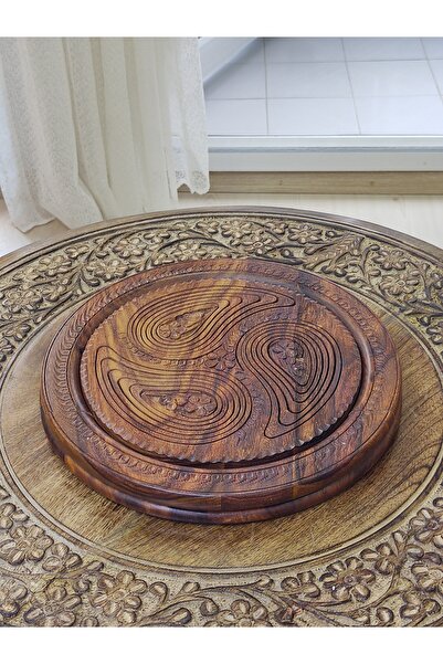 DNC Art&Deco Handmade Wooden Pop-Up Drop Pattern Snack Bowl - Multifunctional Serving Plate (Medium Size)